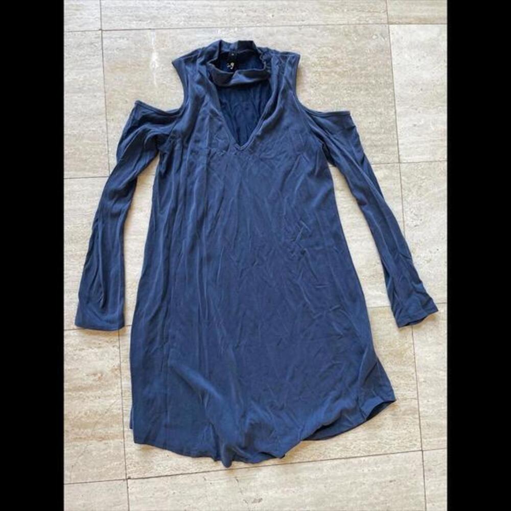 Ing+ Blue Cold Shoulder Long Sleeve Short Dress/long Top Size M